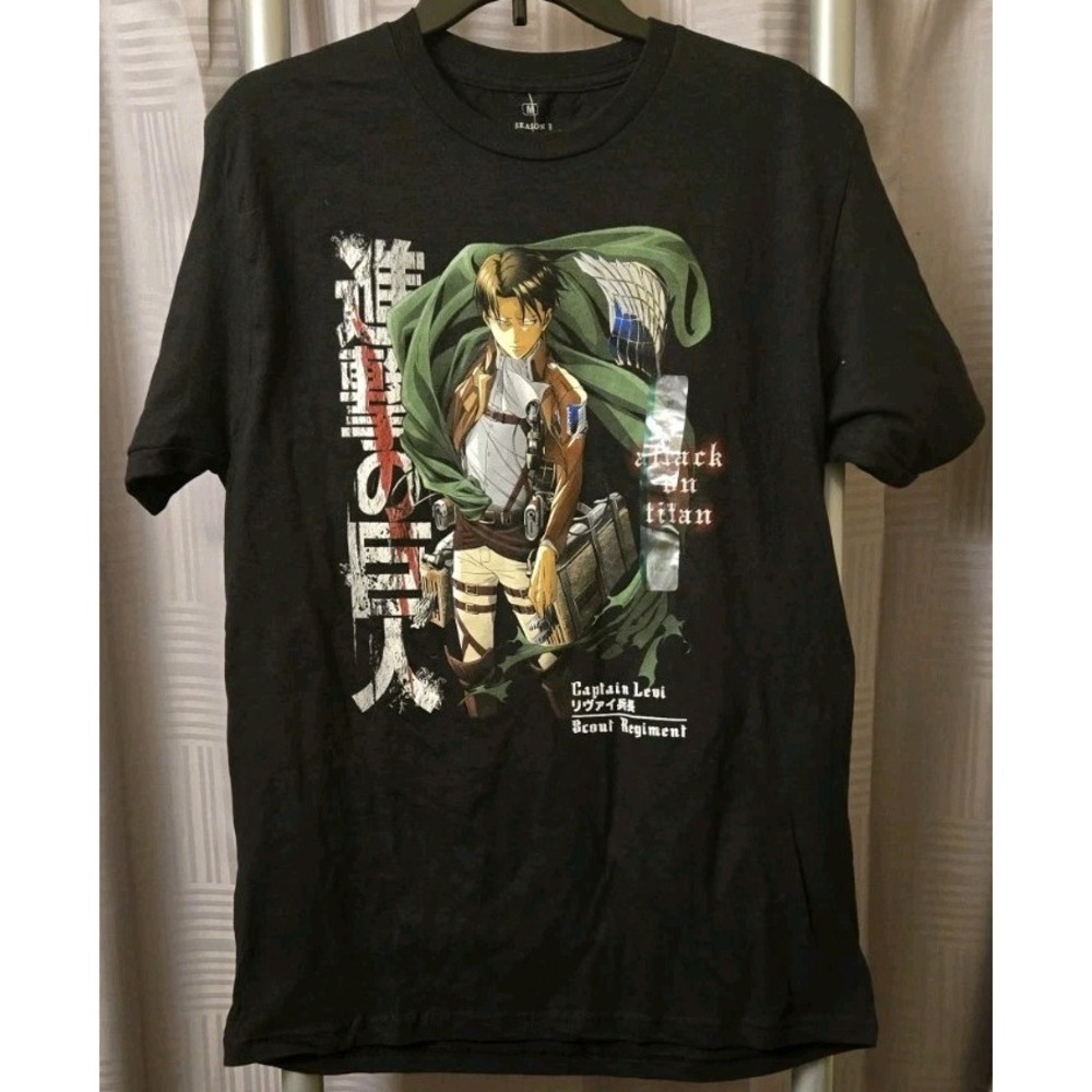 Attack on Titan Season 3 Captain Levi Anime Black T-Shirt Funimation sz Medium